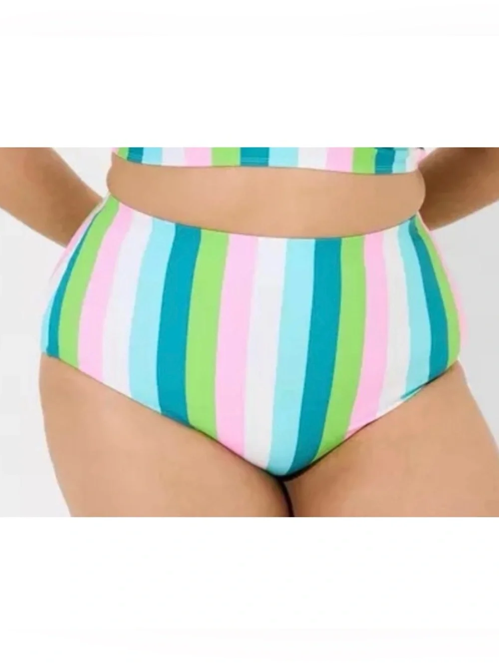 NWT TORRID | High Waist Smooth Swim Bikini Bottom Swimsuit Sz. 4 or a 4x Stripes